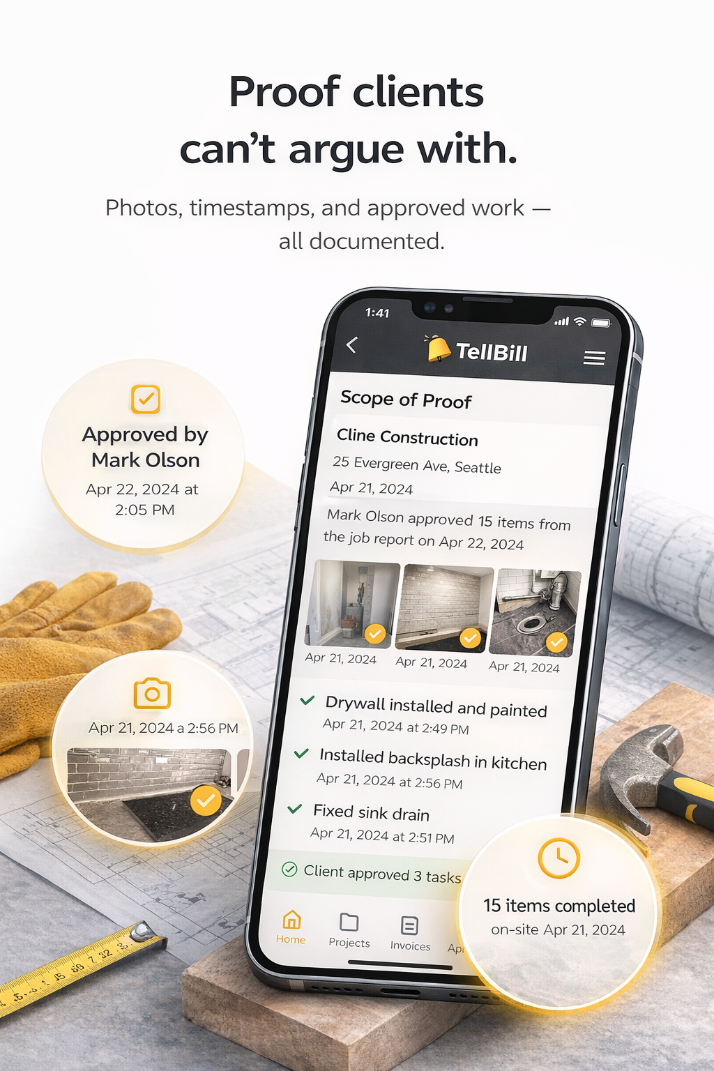 TellBill Dashboard - Invoice management interface